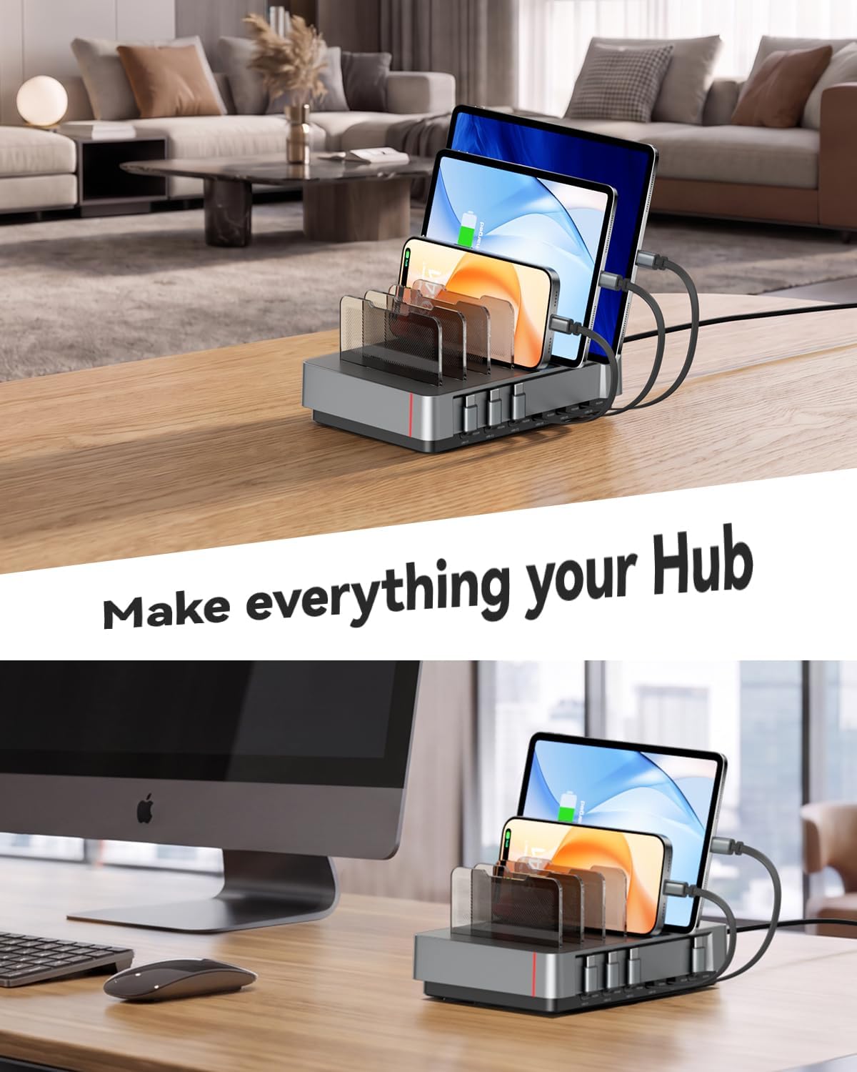 HomeHub H1 Pro Ladestation 120W mit 6 Ports Grau