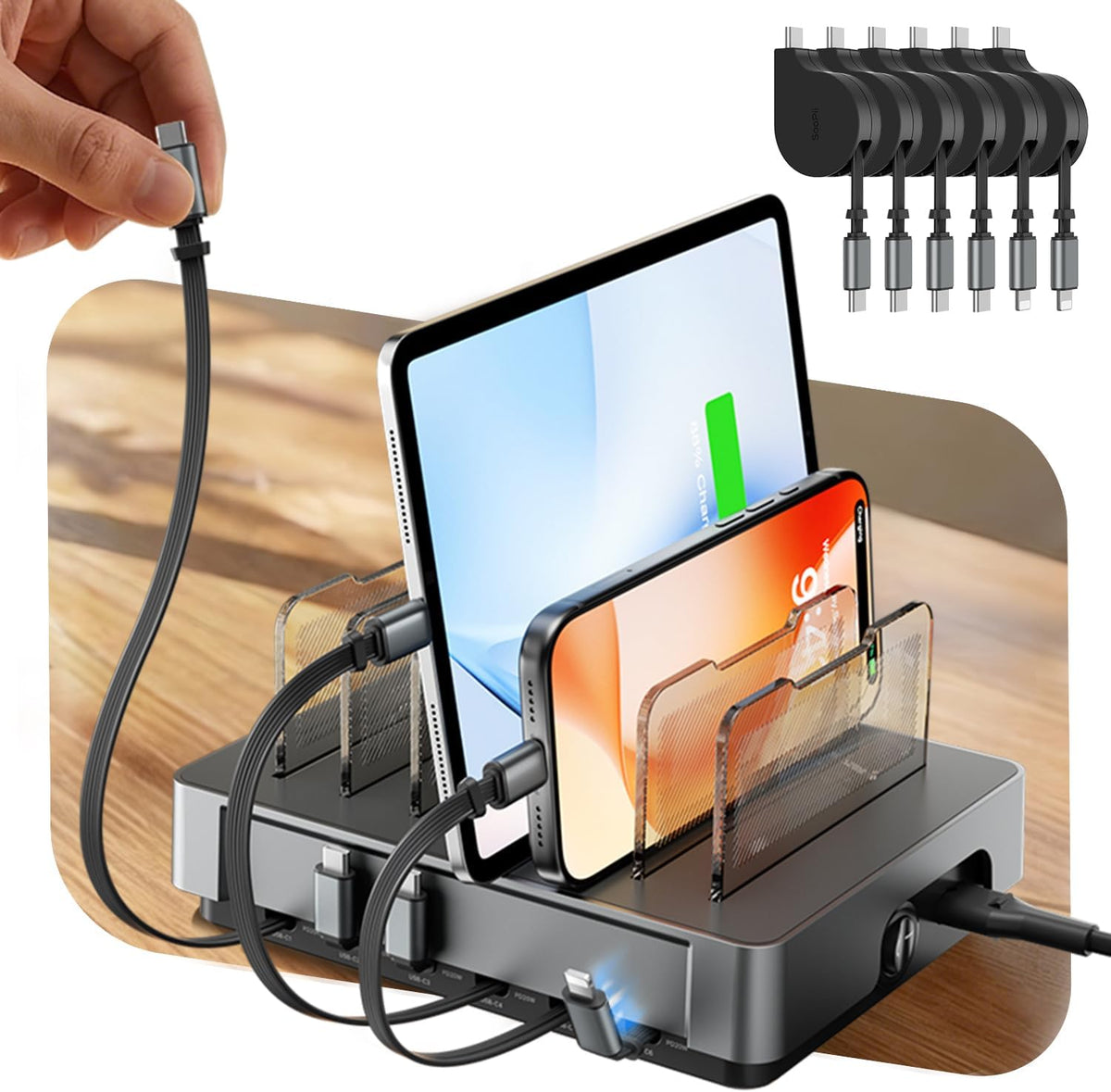 HomeHub H1 Pro Ladestation 120W mit 6 Ports Grau