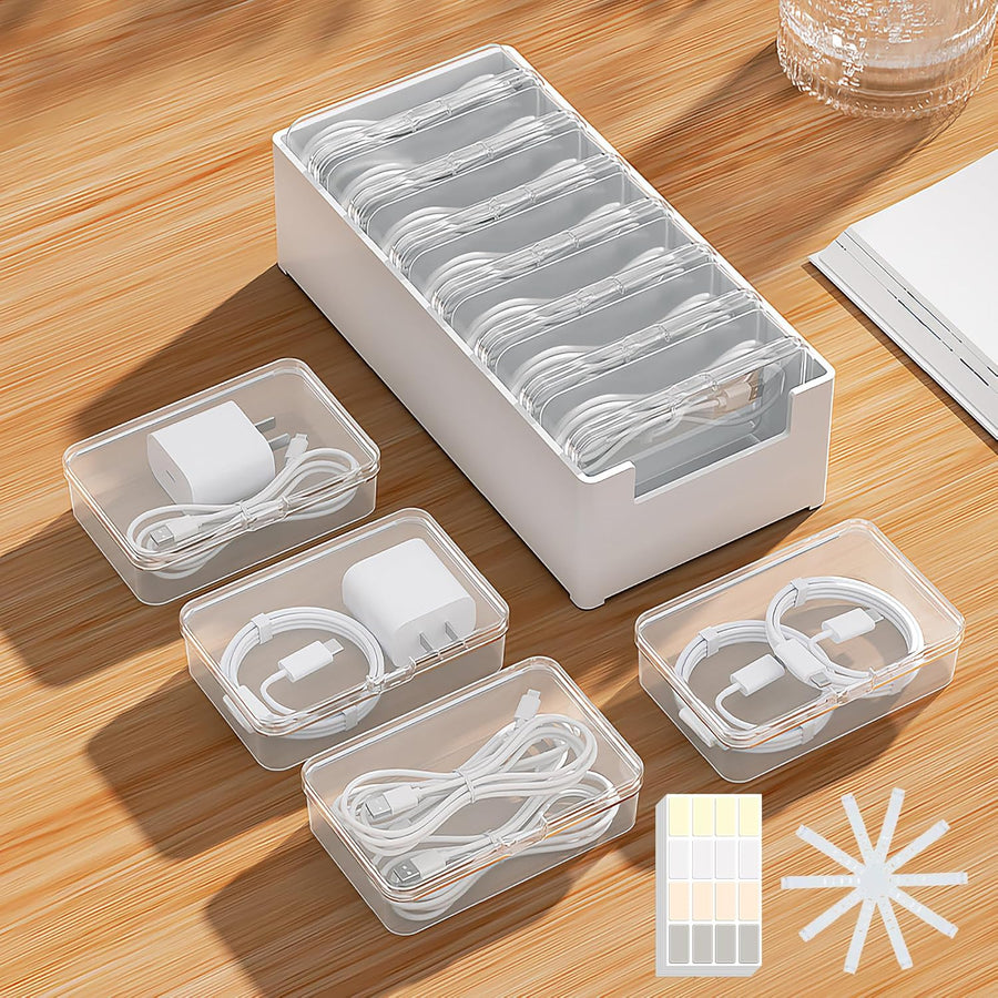 LO96 Kabel-Organizer-Box mit 7 Fächern und Kabelbindern